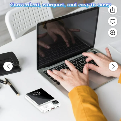 5000mAh Fast Charging Power Bank, Magnetic Wireless 5v input/ 9v output Power -Black