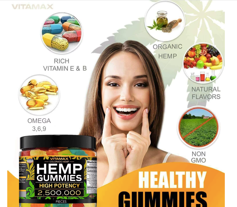 0rganic Hemp Gummies Great for Peace & Relaxation with Omega 3,6,& 9 Vitamin A, E & Melatonin - 2,500,000mg Natural Fruit Flavors, Tasty Relief, 60 gummy, Made with Fresh Colorado Hemp