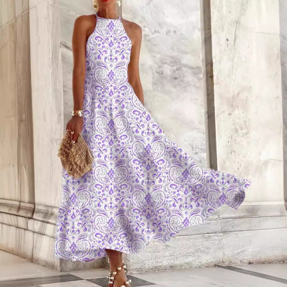 Sleeveless Female Dress Blue And White Porcelain