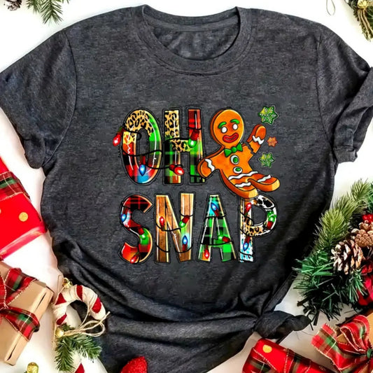 Women's Casual Versatile Christmas Printed Short Sleeved Shirt