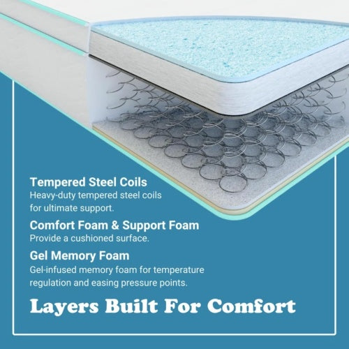 10 Inch Cool Gel Memory Foam Built-in Spring Hybrid Mattress